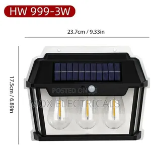 Solar Outdoor Wall Light (3 Bulbs)