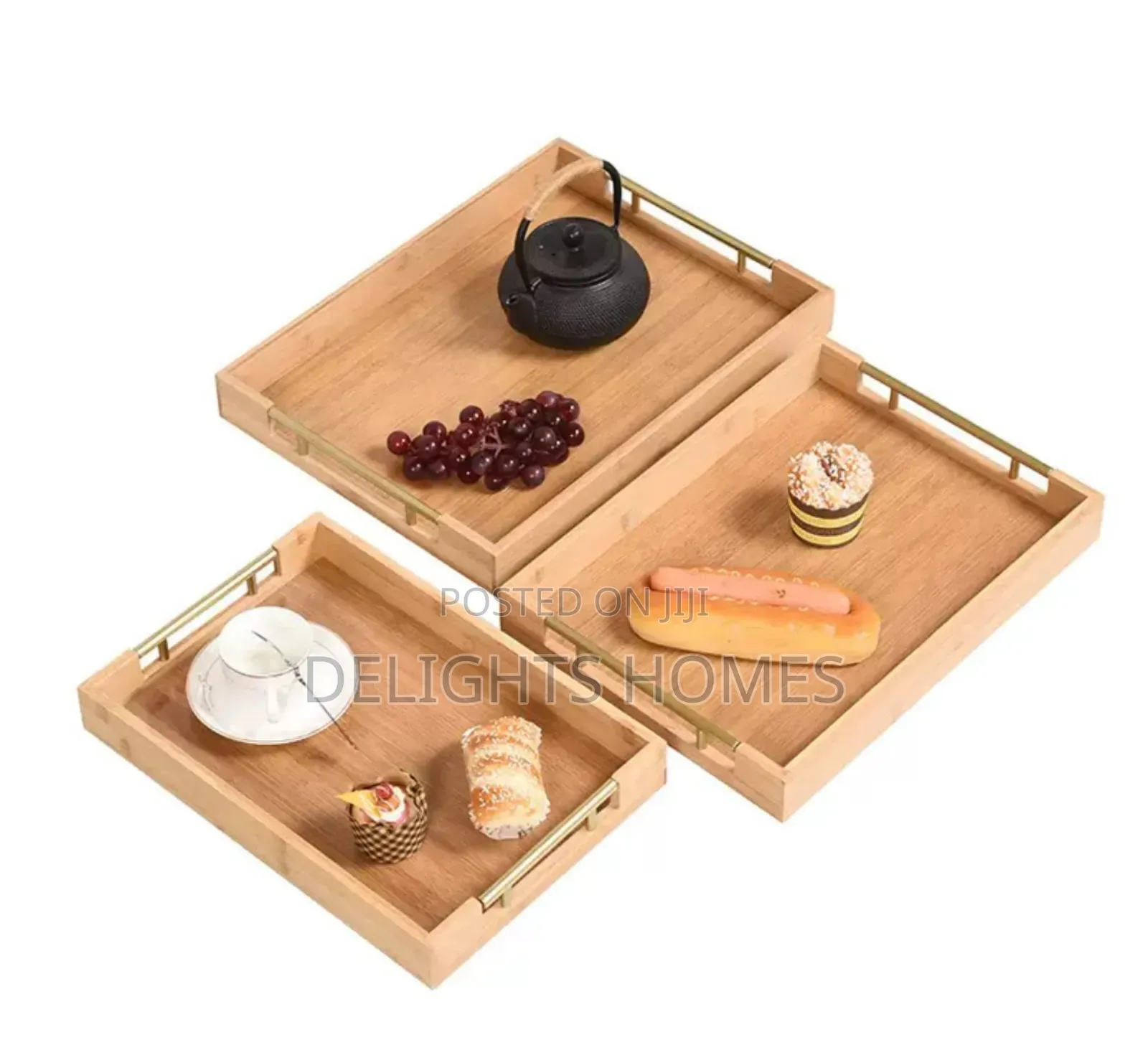 3pcs Bamboo Serving Trays -Car