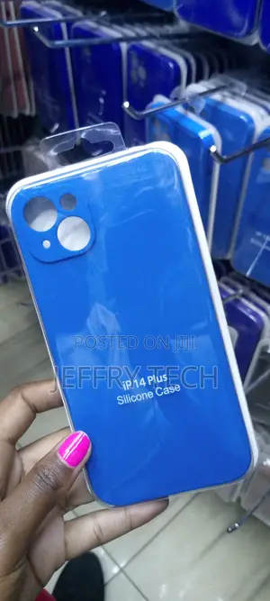 Blue iPhone 14 Plus Case , Liquid Silicone Case Anti-Scratch