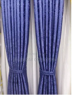 Heavy Duty Navy Blue and Orange Curtains
