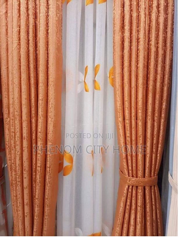 Heavy Duty Navy Blue and Orange Curtains - thumbnail 2