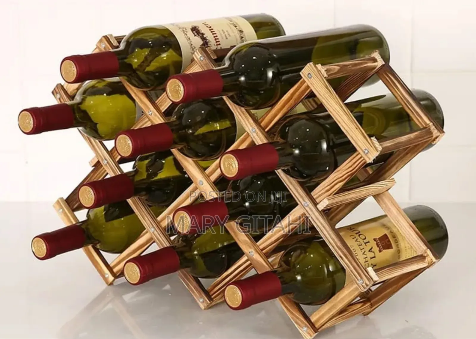 Stylish Foldable10 Slot Wooden Wine Bottle Rack