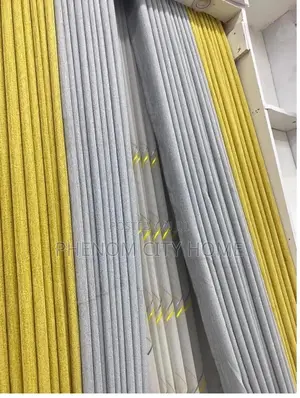 Mustard and Grey High End Curtains Per Metre