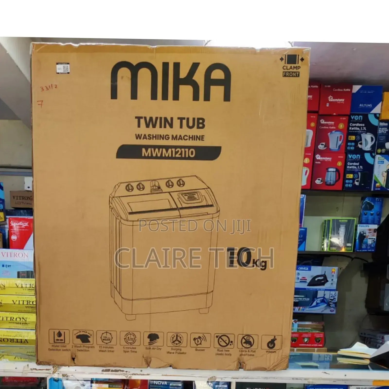 *Mika Washing Machine Twin Tub 10kg With Air Dryer Turbo