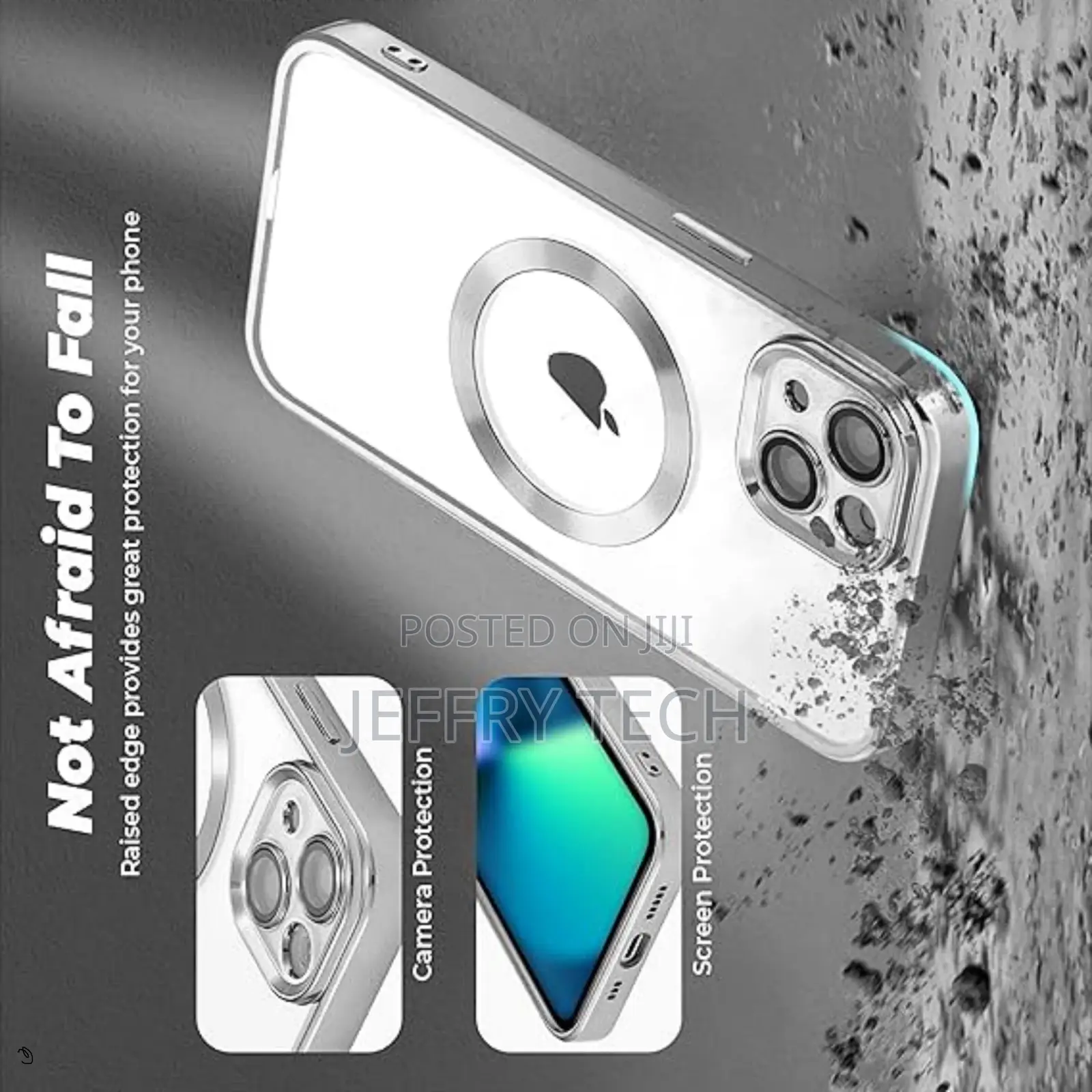 iPhone 13 Silver Edge Electroplated Transparent Magsafe Case