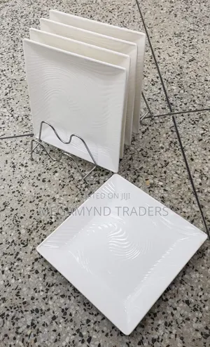 12pc Melamine Square Dinner/Dinner Plate White