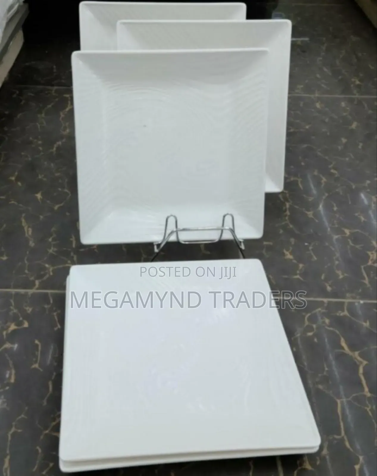 12pc Melamine Square Dinner/Dinner Plate White