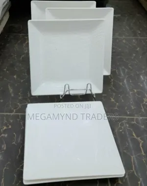 12pc Melamine Square Dinner/Dinner Plate White