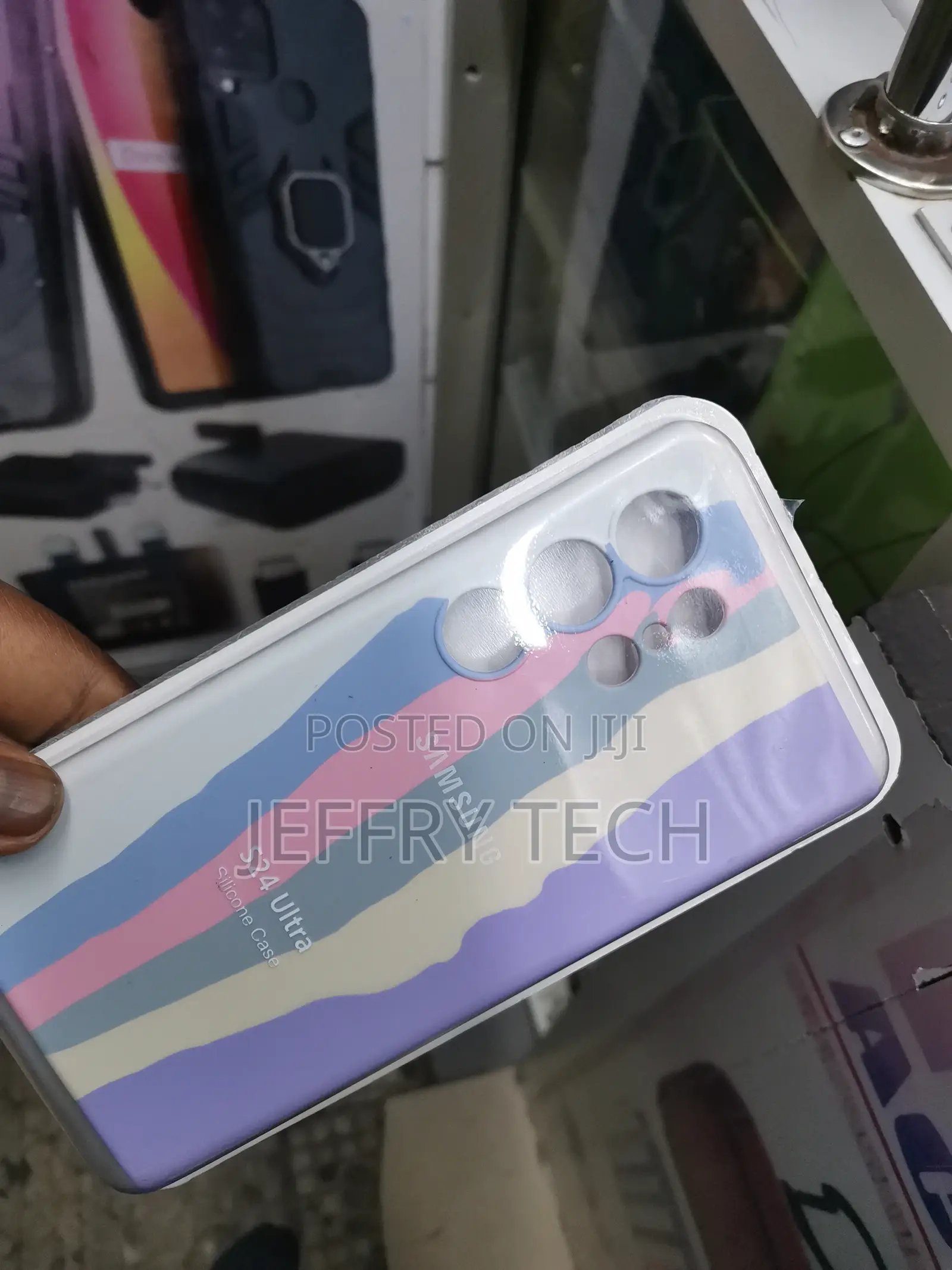 Samsung Galaxy S24 Ultra Case Rainbow Striped Soft Silicone