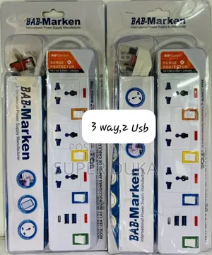 Power Extension Socket.Bab Marken 3 Way.2 Usb Ports