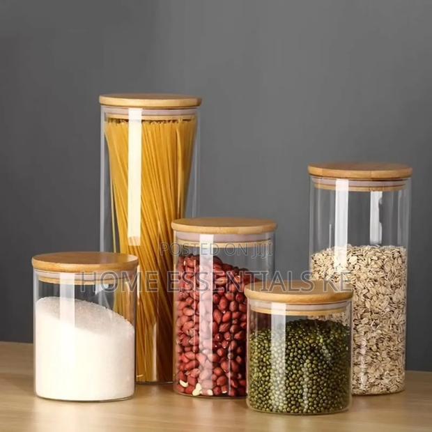Round Bamboo Lid Glass Jars1.5L, 1.25L, 0.86L, 0.66L, 0.52L