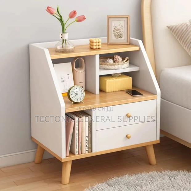 Bedside Table With Compartments and Two Drawers - main view