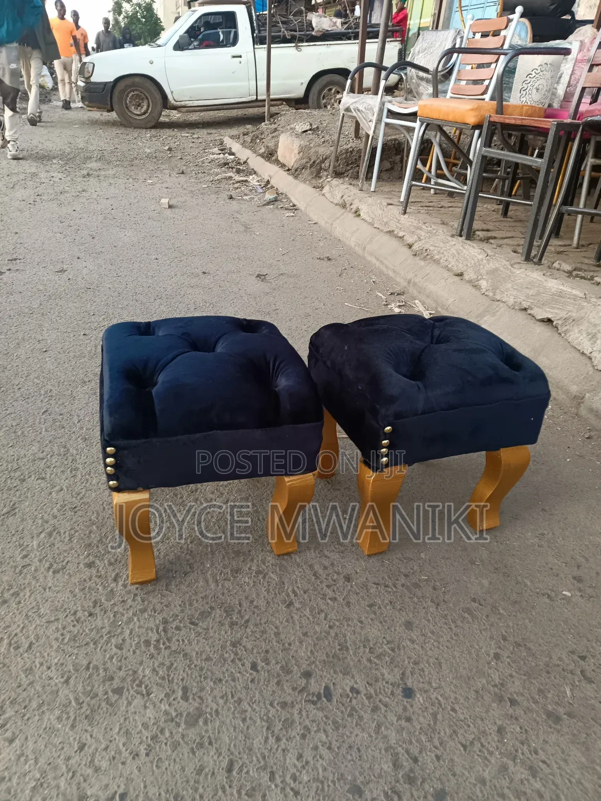 Pedicure Stools, Black Velvet 