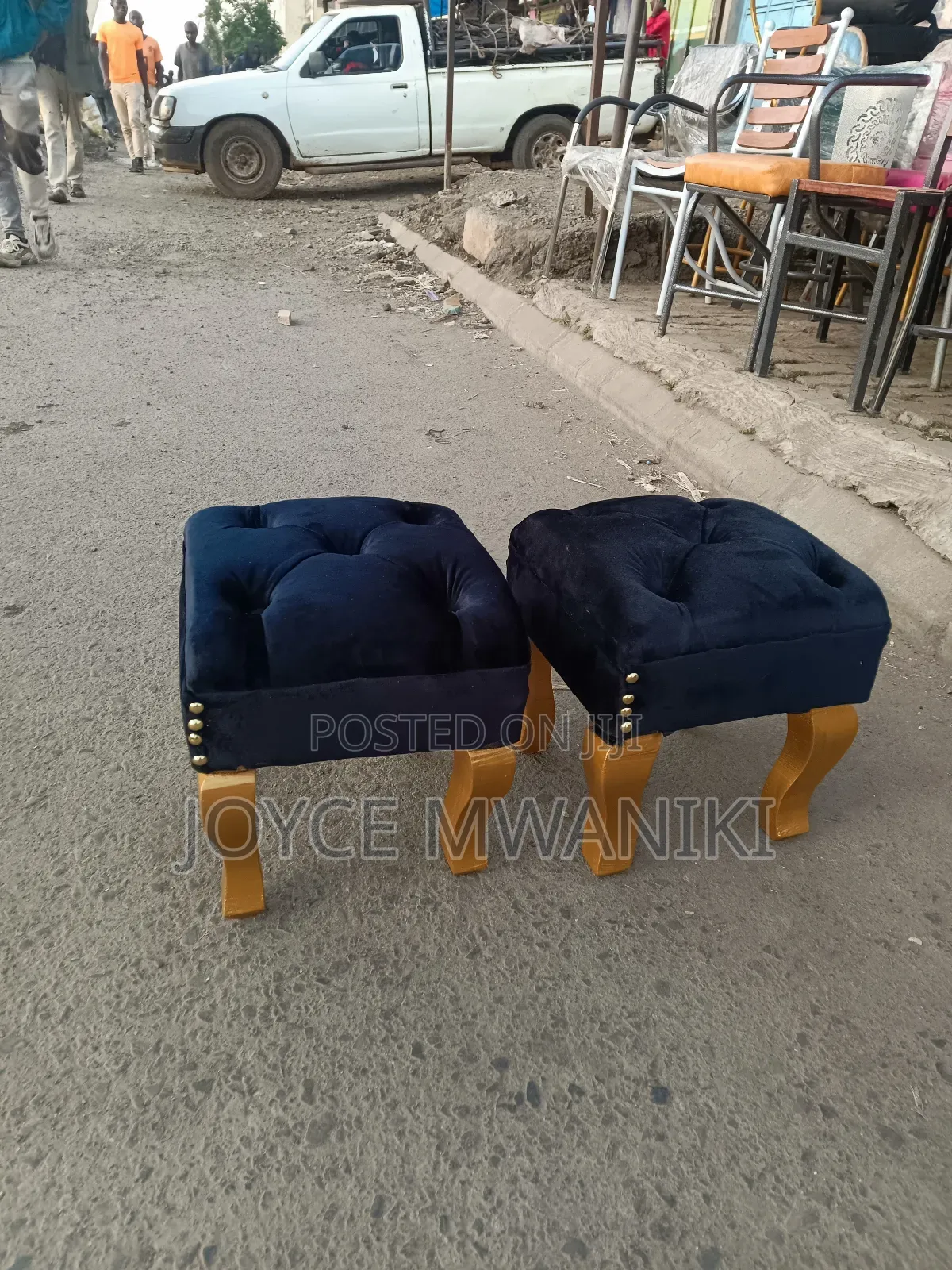 Pedicure Stools, Black Velvet 