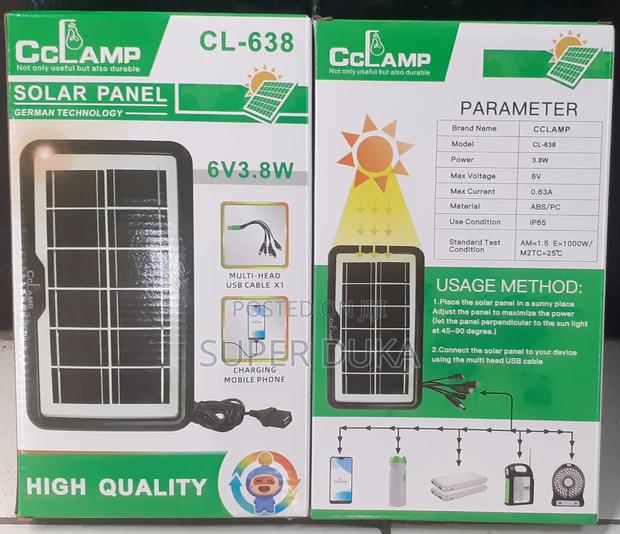Solar Phone Charger Panel.6v 3.8w. High Quality Cclamp