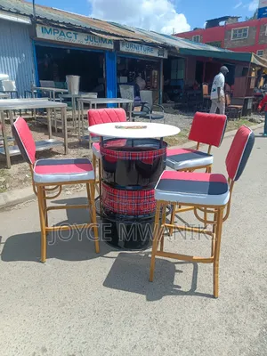 Bar Set of High Chairs and a Drum Table ,