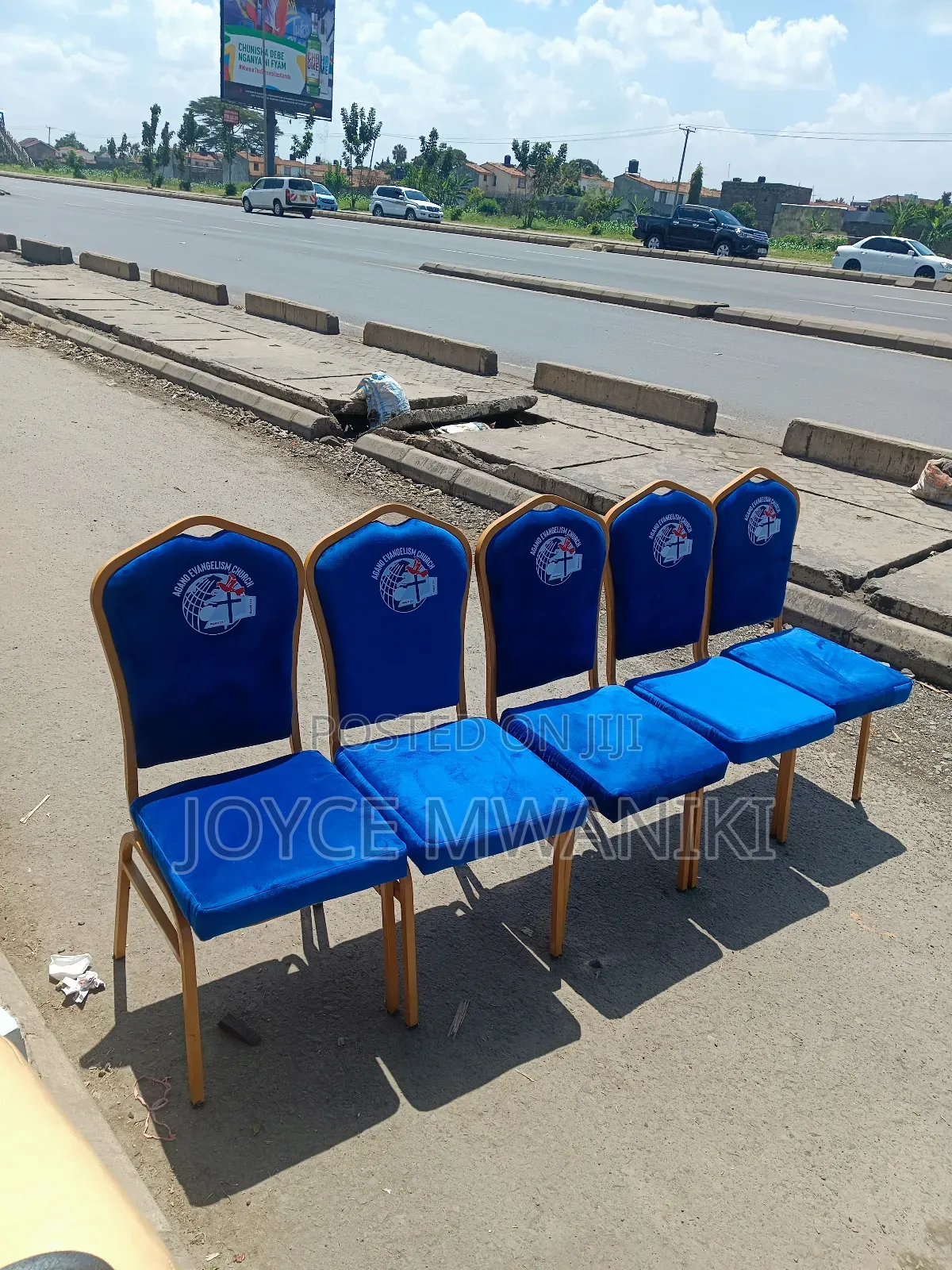 Conference Church Chairs, Blue With Branding 