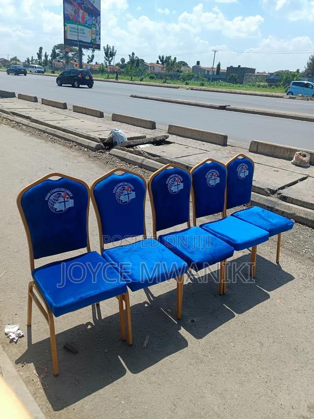 Conference Church Chairs, Blue With Branding  - thumbnail 3