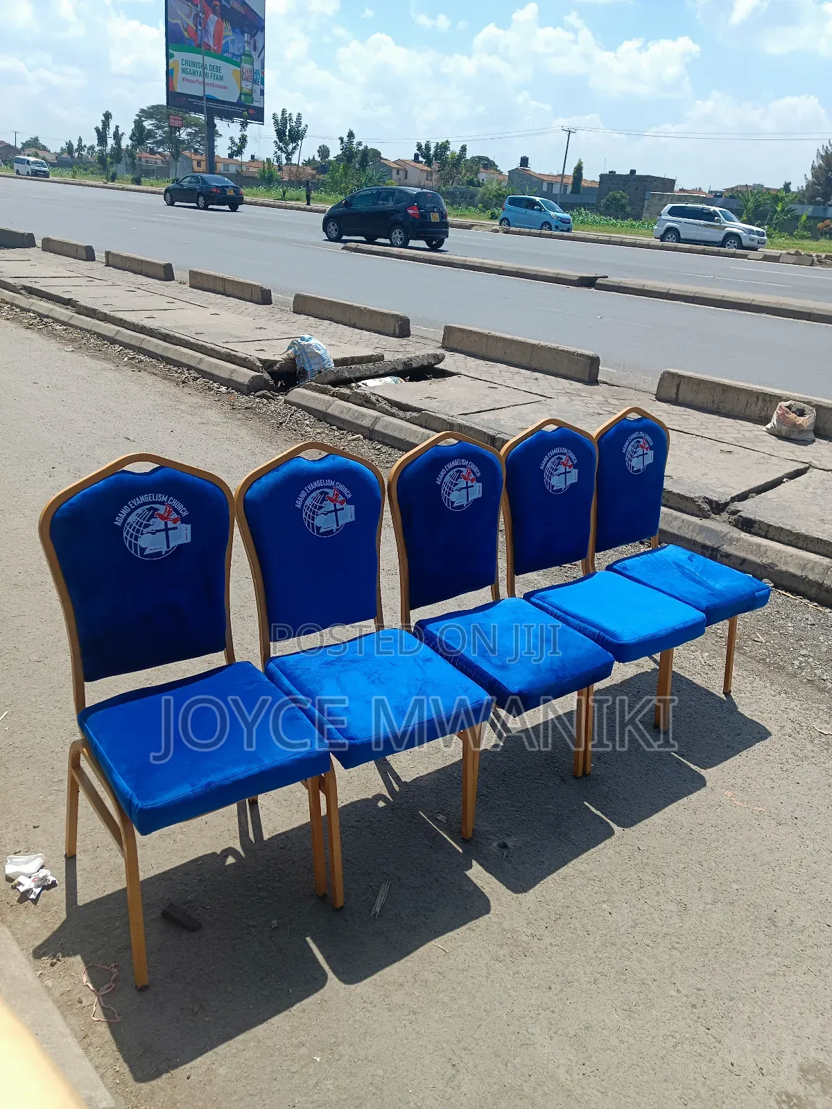 Conference Church Chairs, Blue With Branding 