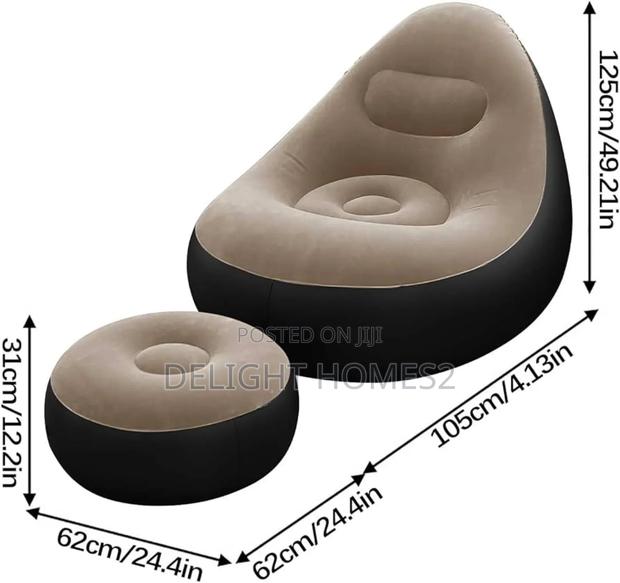 2in1 Inflatable Sofa +Foot Stool +Manual Pump - thumbnail 2