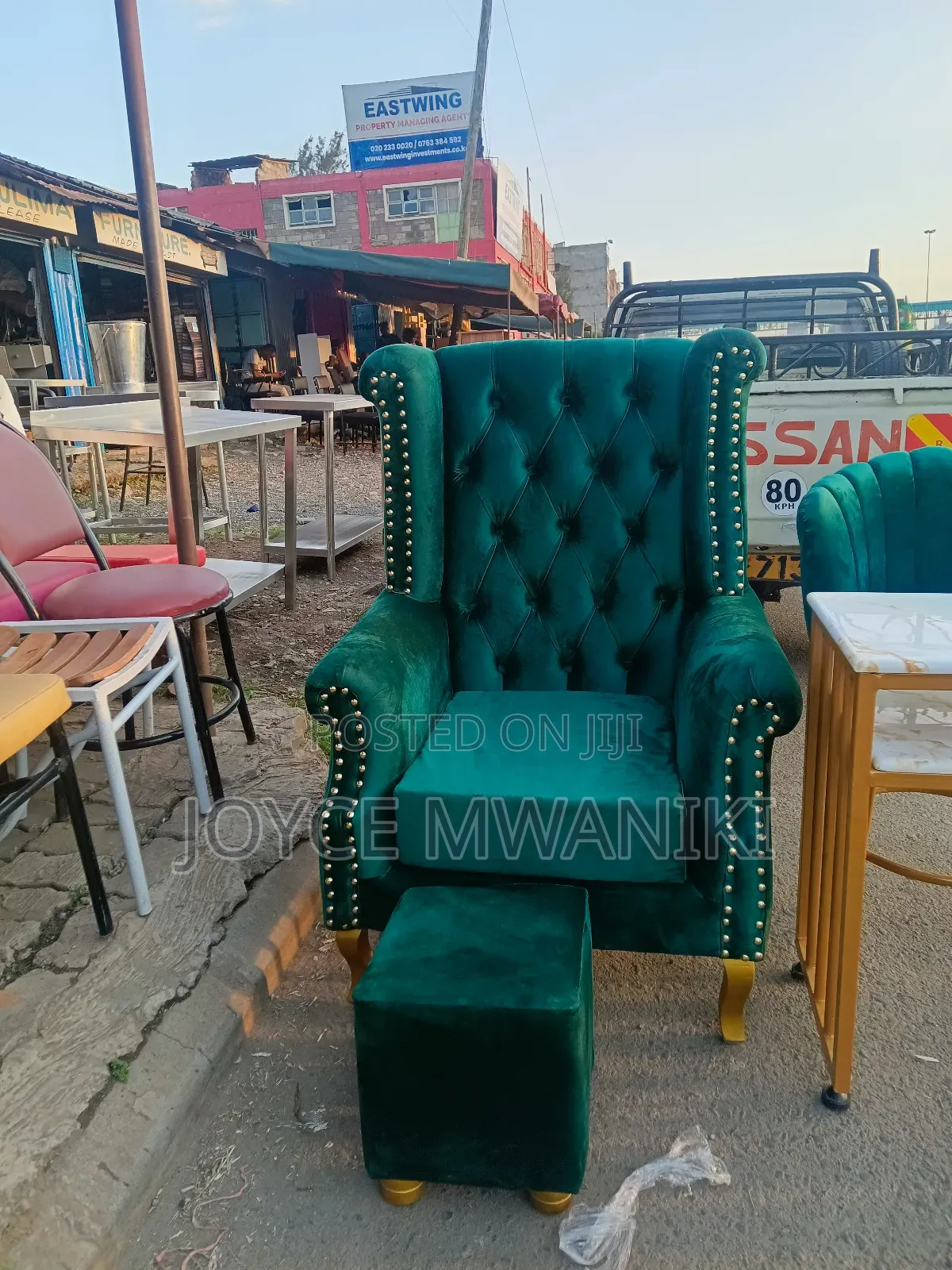 Green Pedicure Seat And A Stool