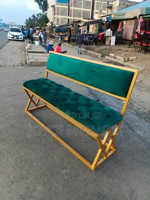 Salon Waiting Chair,Green and Gold 