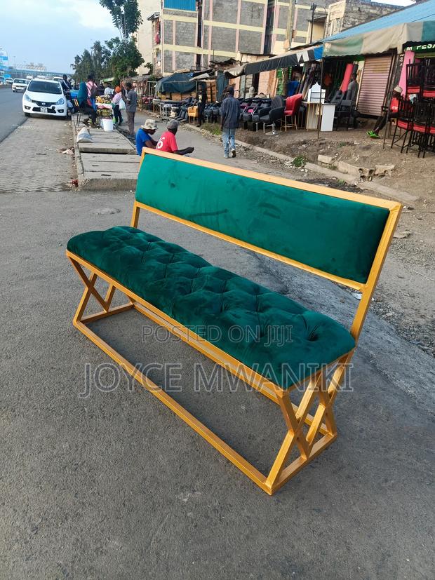 Salon Waiting Chair,Green and Gold  - thumbnail 2