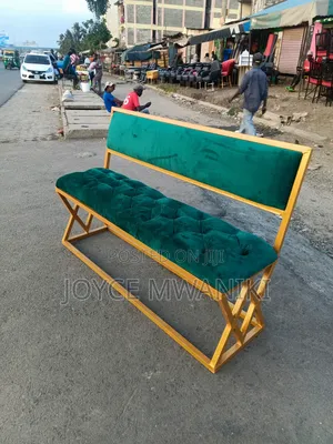 Salon Waiting Chair,Green and Gold 