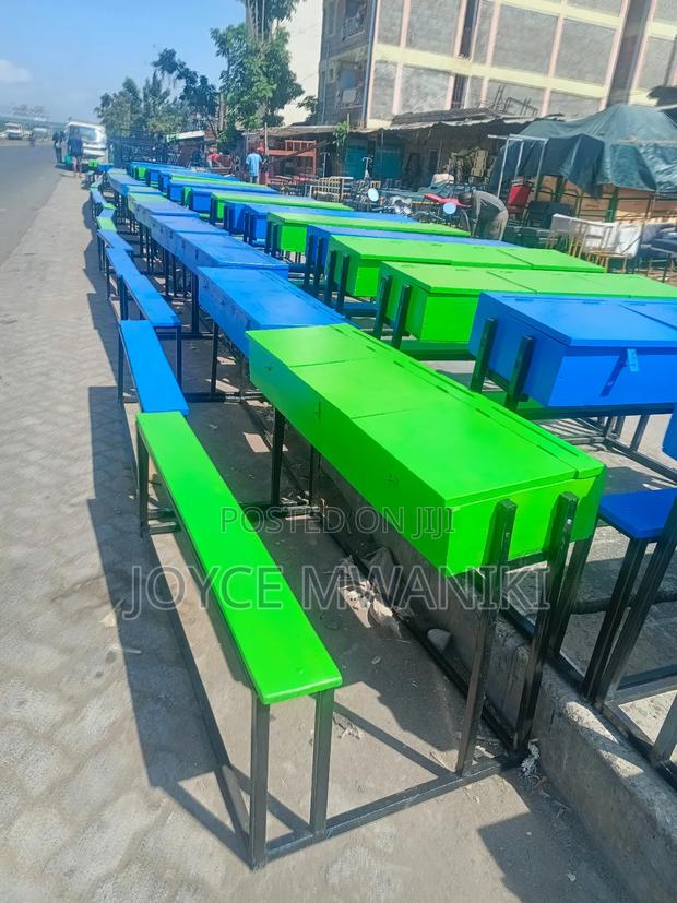 School Desks, 3 Seater, Different Colours - main view