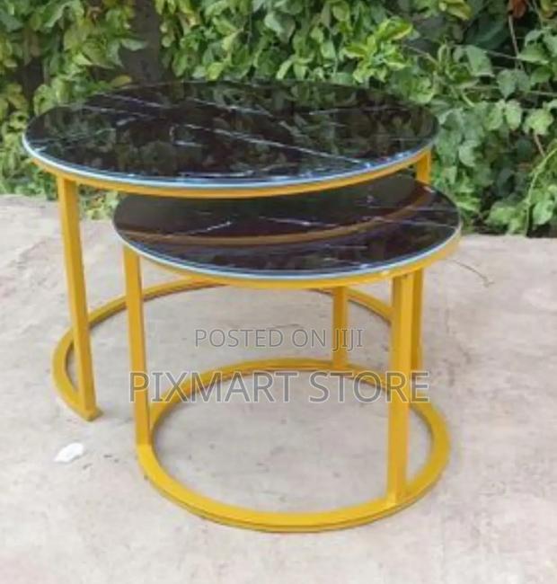 COMBO GLASS Top Nesting Marble Effect Table SET - main view