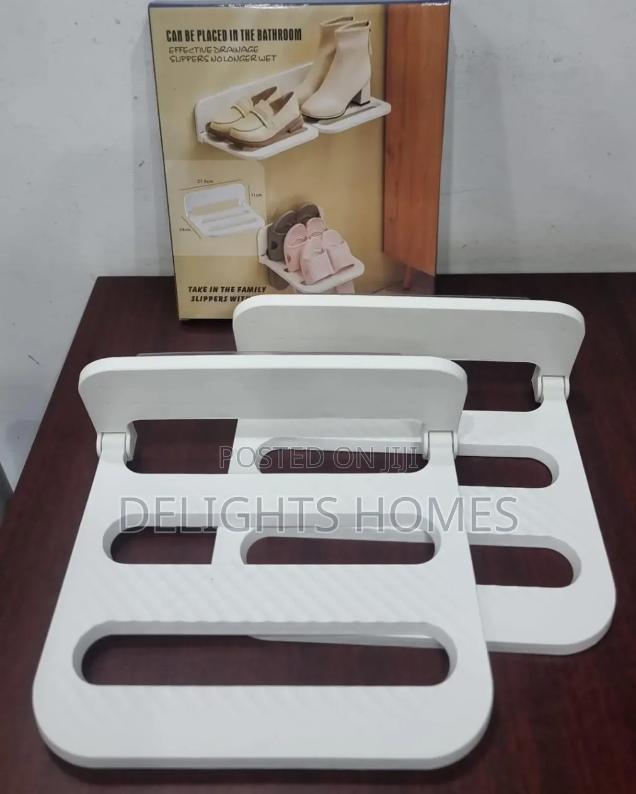2in1 Adhesive Wall Mounted Folding Slippers Storage Rack-Pam