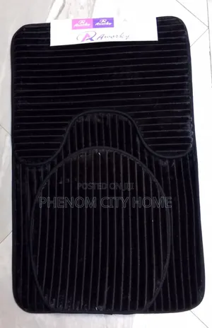 Navy Blue and Black Warm Toilet Rugs