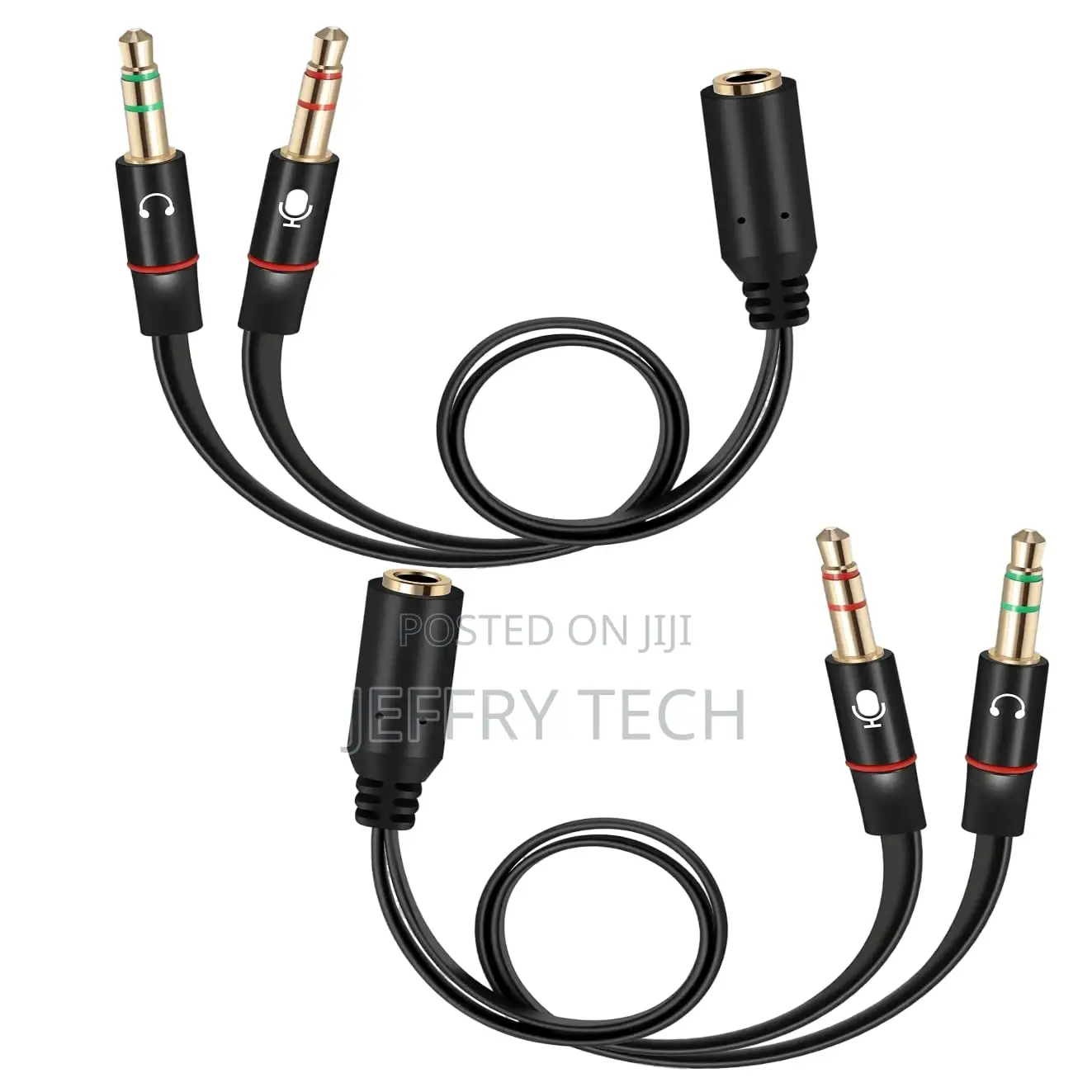 2pcs 3.5 Mm Headphone Splitter for Computer 2 Male to 1 Fem