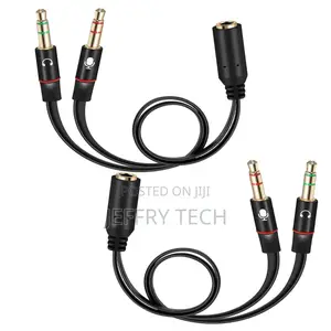 2pcs 3.5 Mm Headphone Splitter for Computer 2 Male to 1 Fem