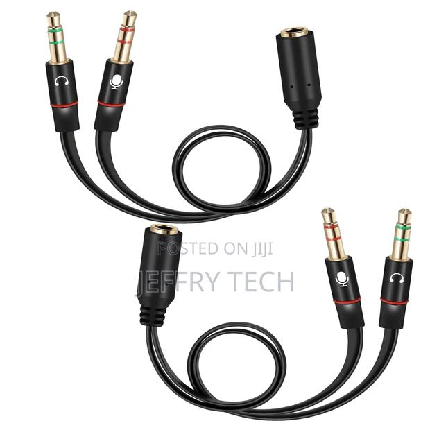 2pcs 3.5 Mm Headphone Splitter for Computer 2 Male to 1 Fem