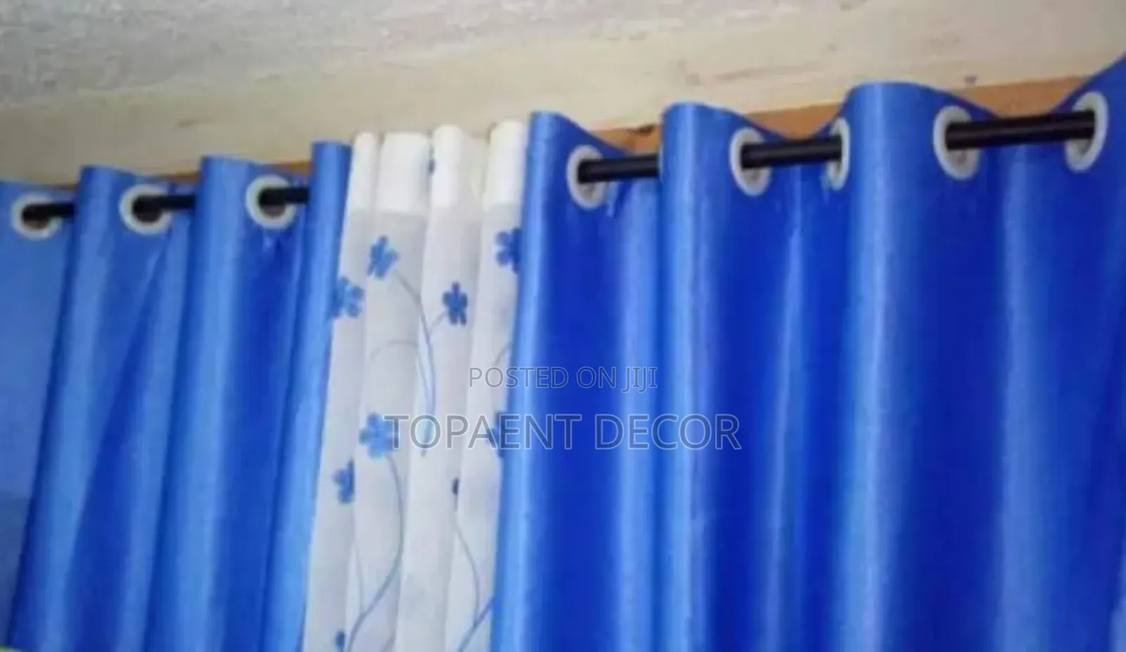 Sky Blue Eyelates Window Curtains and Matching Sheer