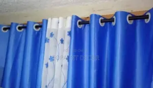 Sky Blue Eyelates Window Curtains and Matching Sheer