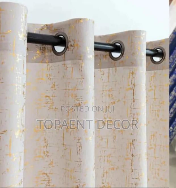 White Velvet With Gold Patches Eyelates Window Curtains