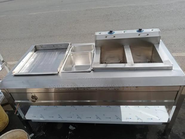 Commercial Combined Cooking Range/Juakali Double Fryer. - main view