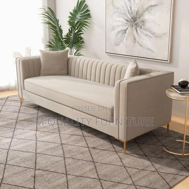 Elegant 3 Seater Sofa With Throw Pillows Provided