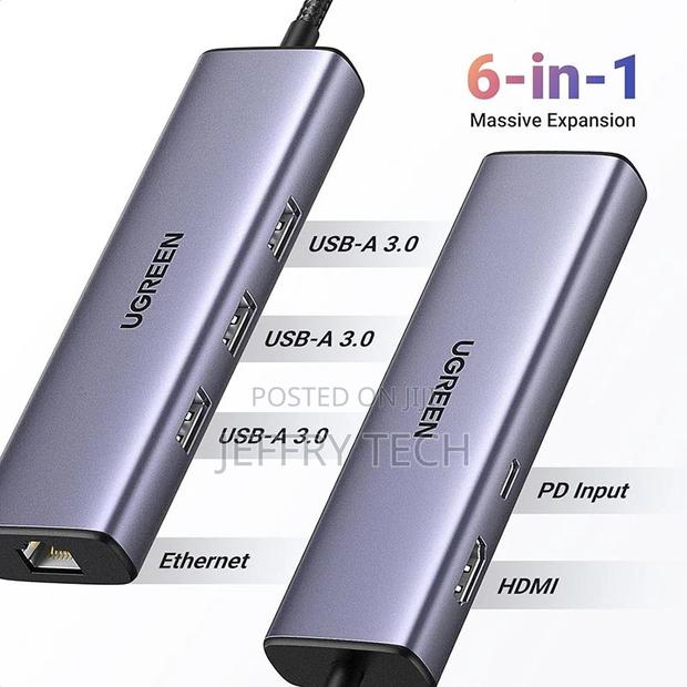 UGREEN 6-in-1 USB-C Multi-Function Hub – CM512 (UG-15– Gray - thumbnail 2