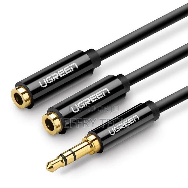 AUX Audio Splitter 3.5mm Jack Cable UGREEN AV123, 25cm (Blac - main view