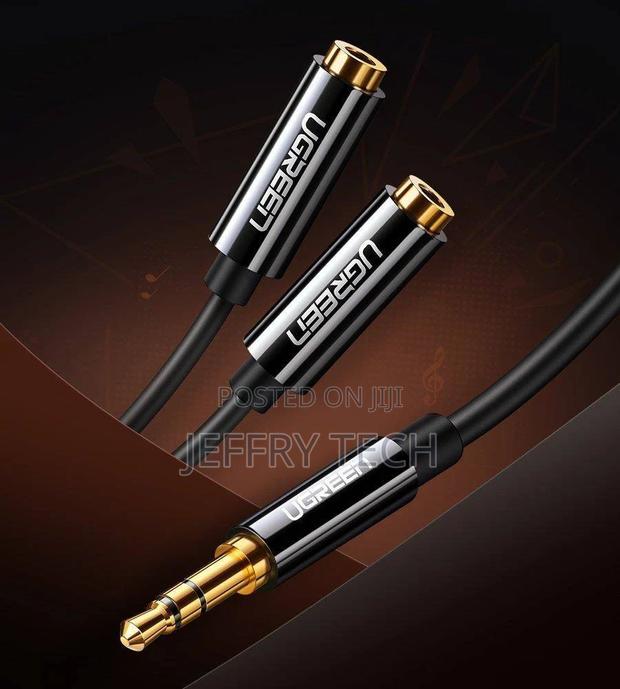 AUX Audio Splitter 3.5mm Jack Cable UGREEN AV123, 25cm (Blac - thumbnail 2