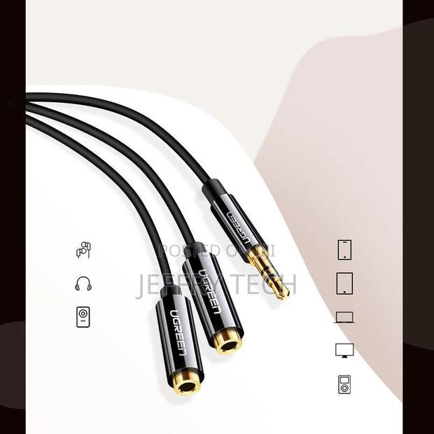 AUX Audio Splitter 3.5mm Jack Cable UGREEN AV123, 25cm (Blac - thumbnail 3