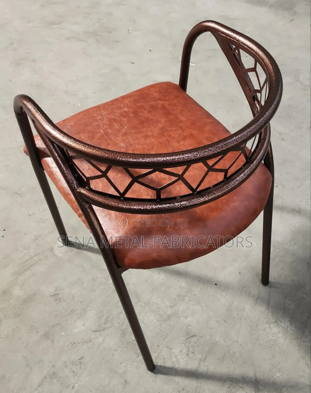 Restaurant Chairs With Metallic Laser Cut Design.