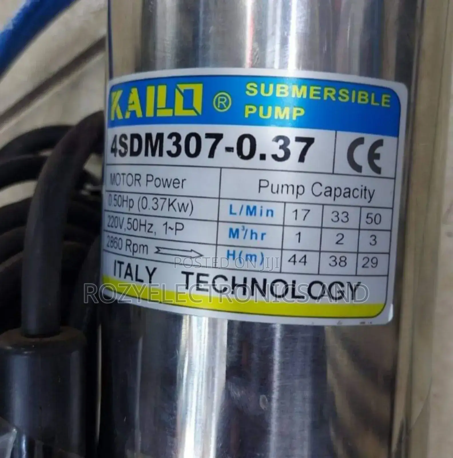 Submasible Pump 0.5hp (0.37kv) 50 M Head