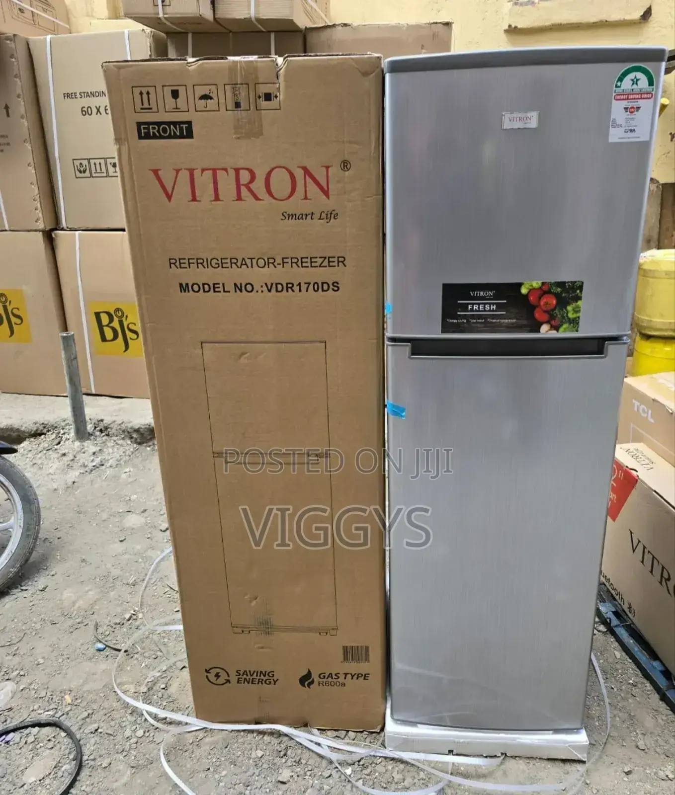 Vitron 170 Litres Double Door Fridge - Silver. .