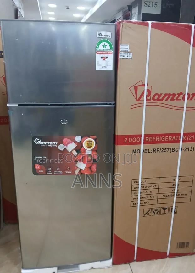 Ramtons Double Door 213L ; Grey Silver Fridge