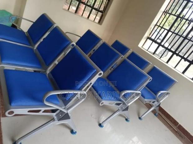 Blue Hospital Lounge Area Linked Padded Bench