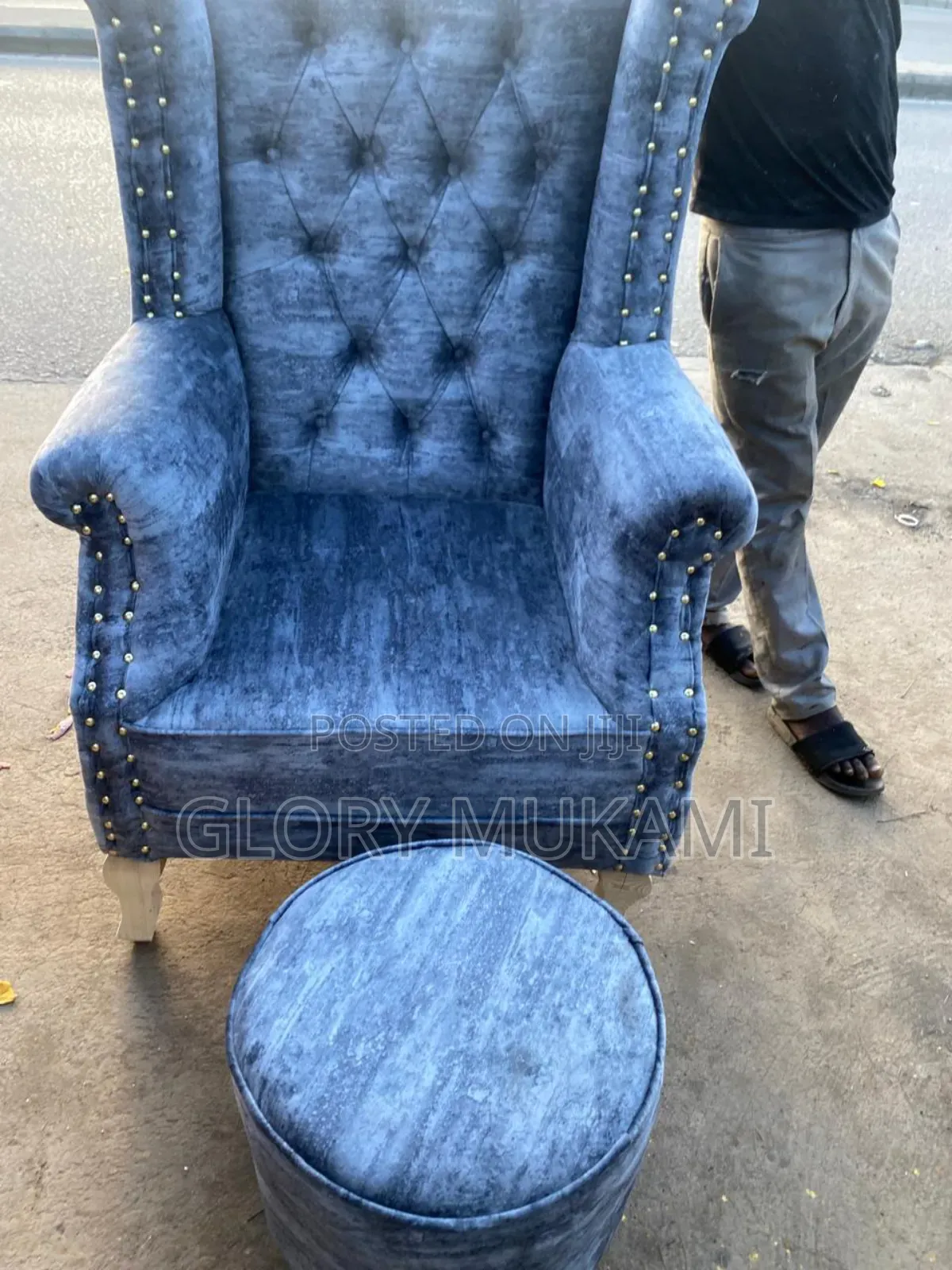 Queens Grey Pedicure Chair and Stool